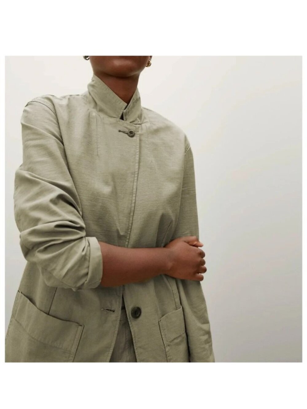 Everlane the fatigue blazer Jacket Chore Coat Army Green Extra Large XL - Picture 4 of 14